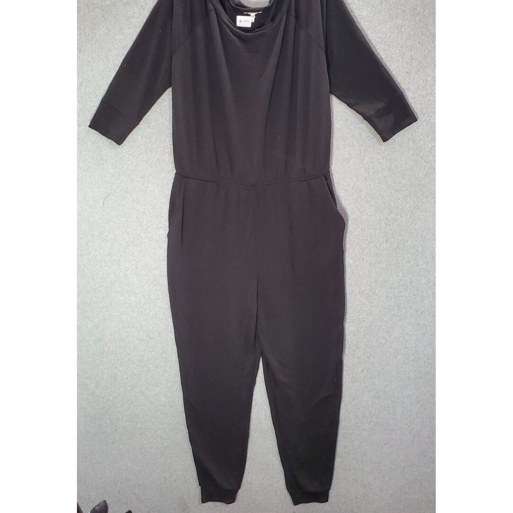 Maurices Women Jumpsuit 0 Black 3/4 Sleeve Pockets French Terry